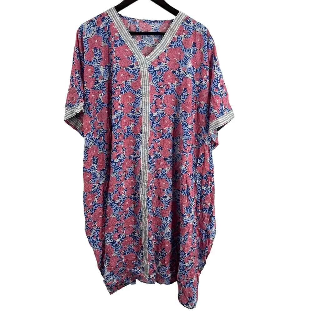 Revolve Hat Attack Printed Cover Up Caftan in Pink Floral Women's OS‎
